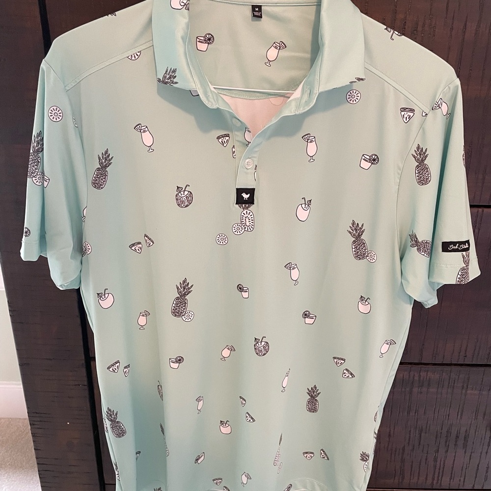 Bad Birdie Green Polo Shirt with Playful Pattern